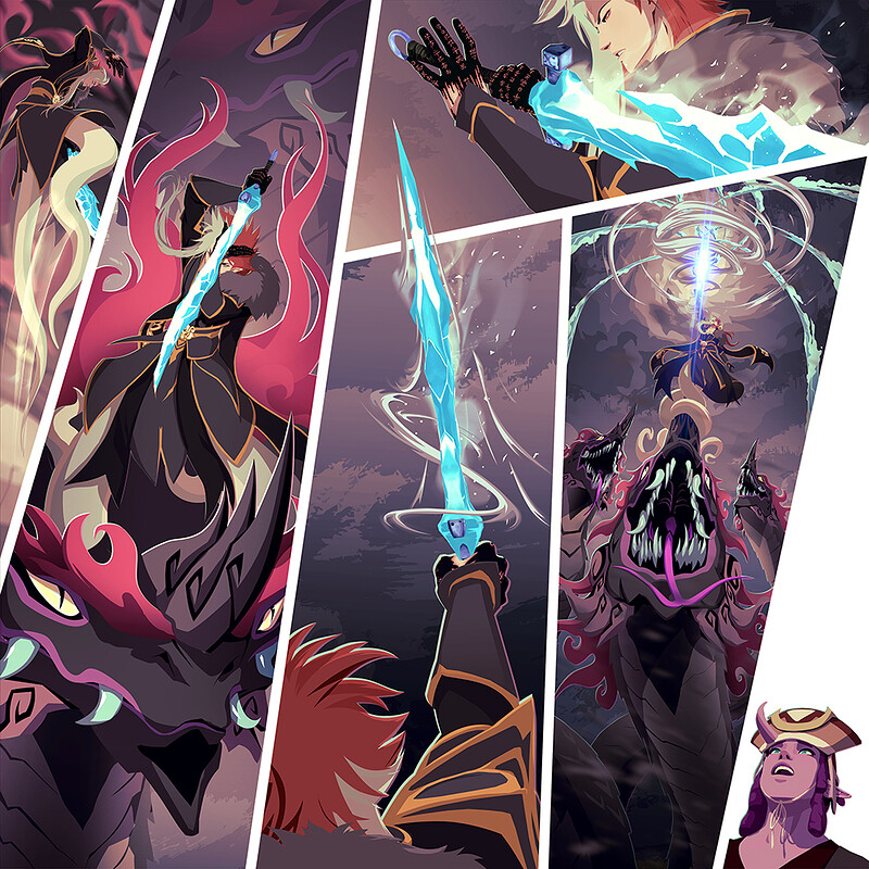 The battle between water mage and fire master! from DUALITY chapter 8 design & comic art - part 1
