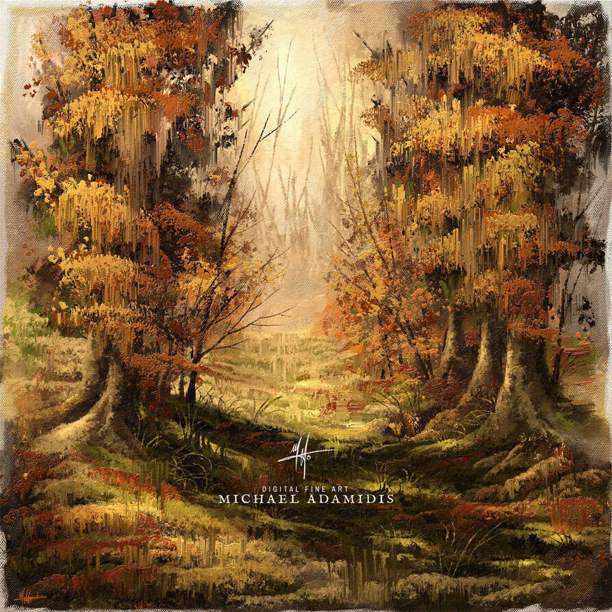Digital Oil Landscape Painting - Autumn