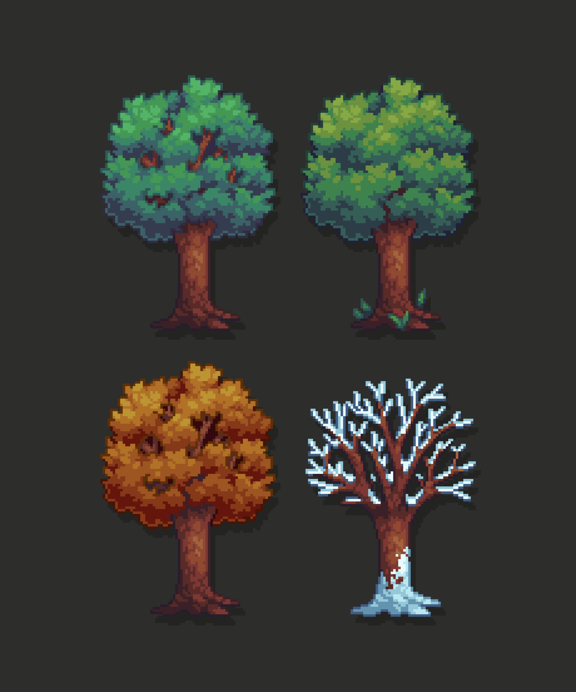 OC] 32x32 Trees Practice : PixelArt  Pixel art landscape, Pixel art games, Pixel  art design