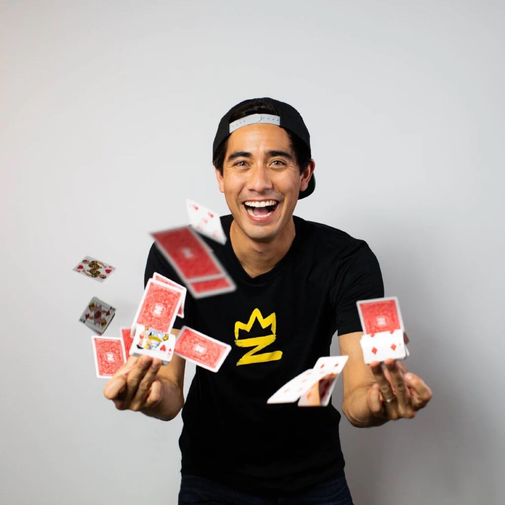 Zach King playing with his themed card deck