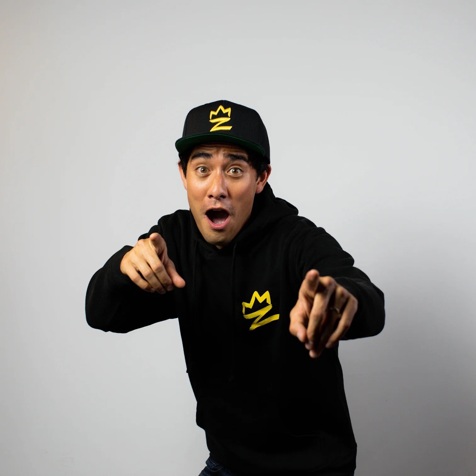 Zach King wearing the snapback and hoodie I designed