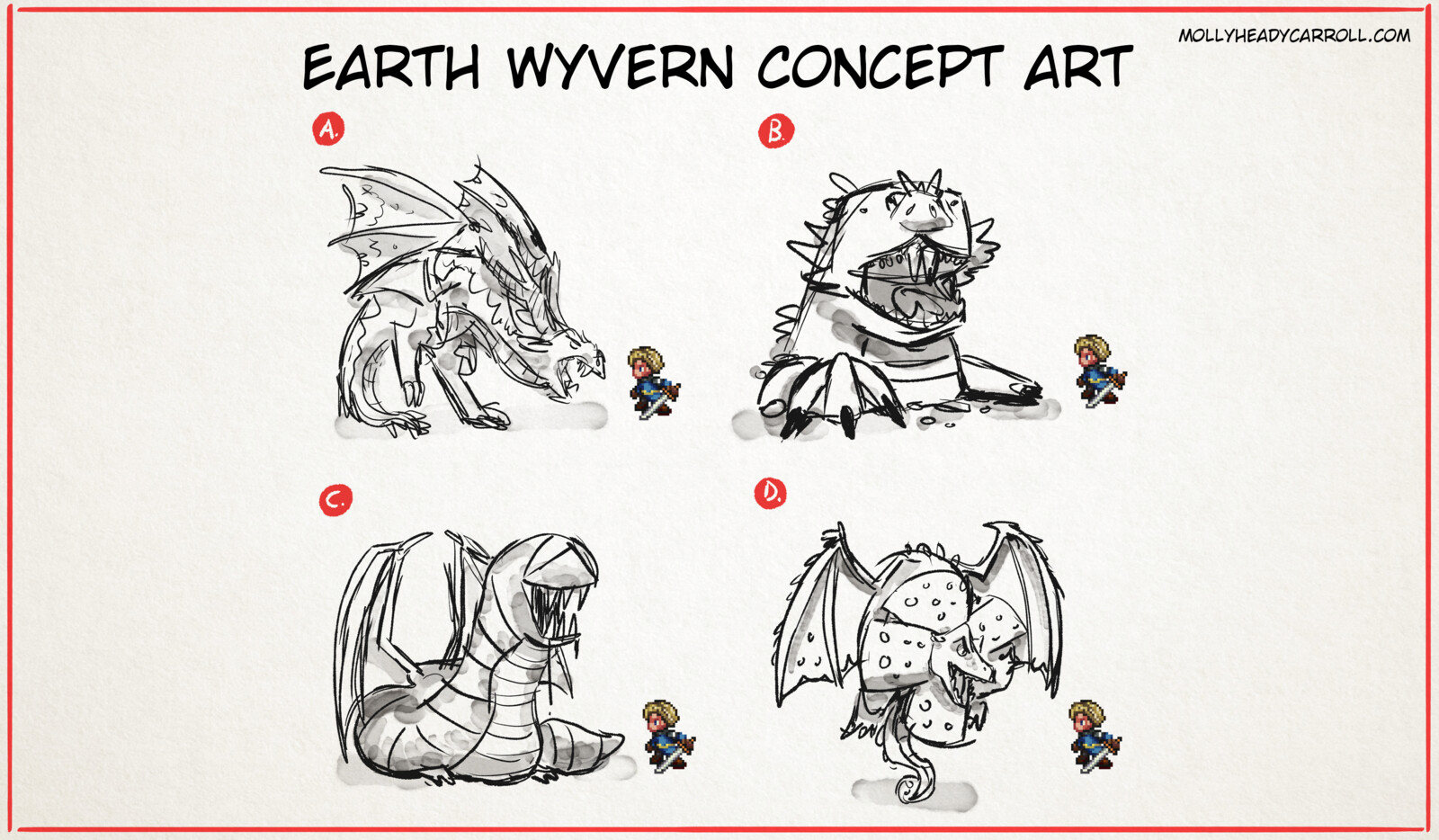 Earth Wyvern Concept Sketches