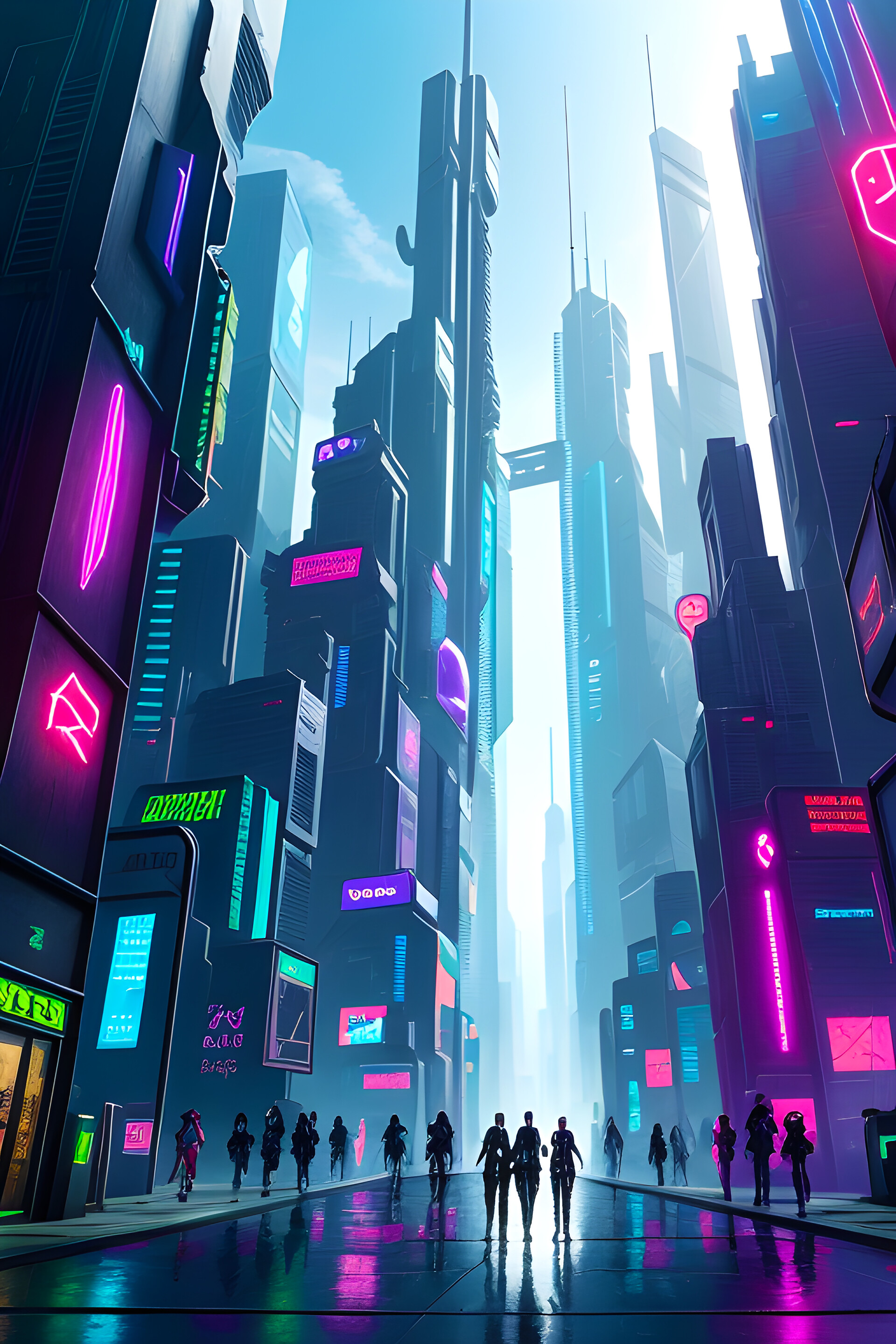 Cyberpunk City Street Technology Background Backgrounds