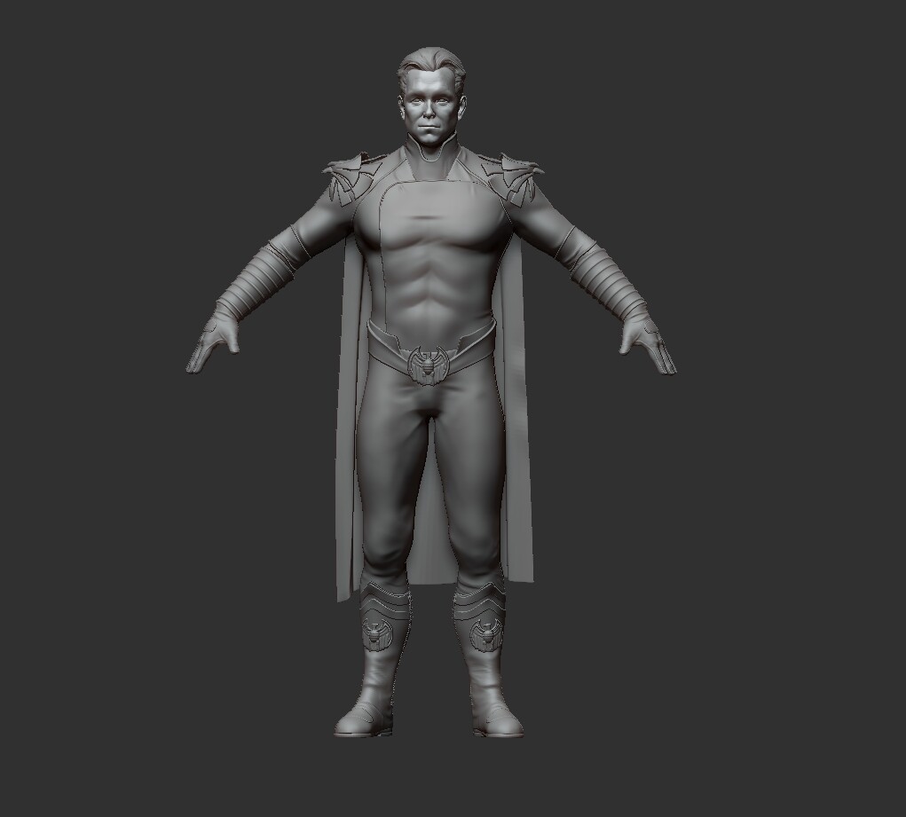 Here is his whole body.  I have made some smart mats in Painter for his suit for later when he gets textures.
