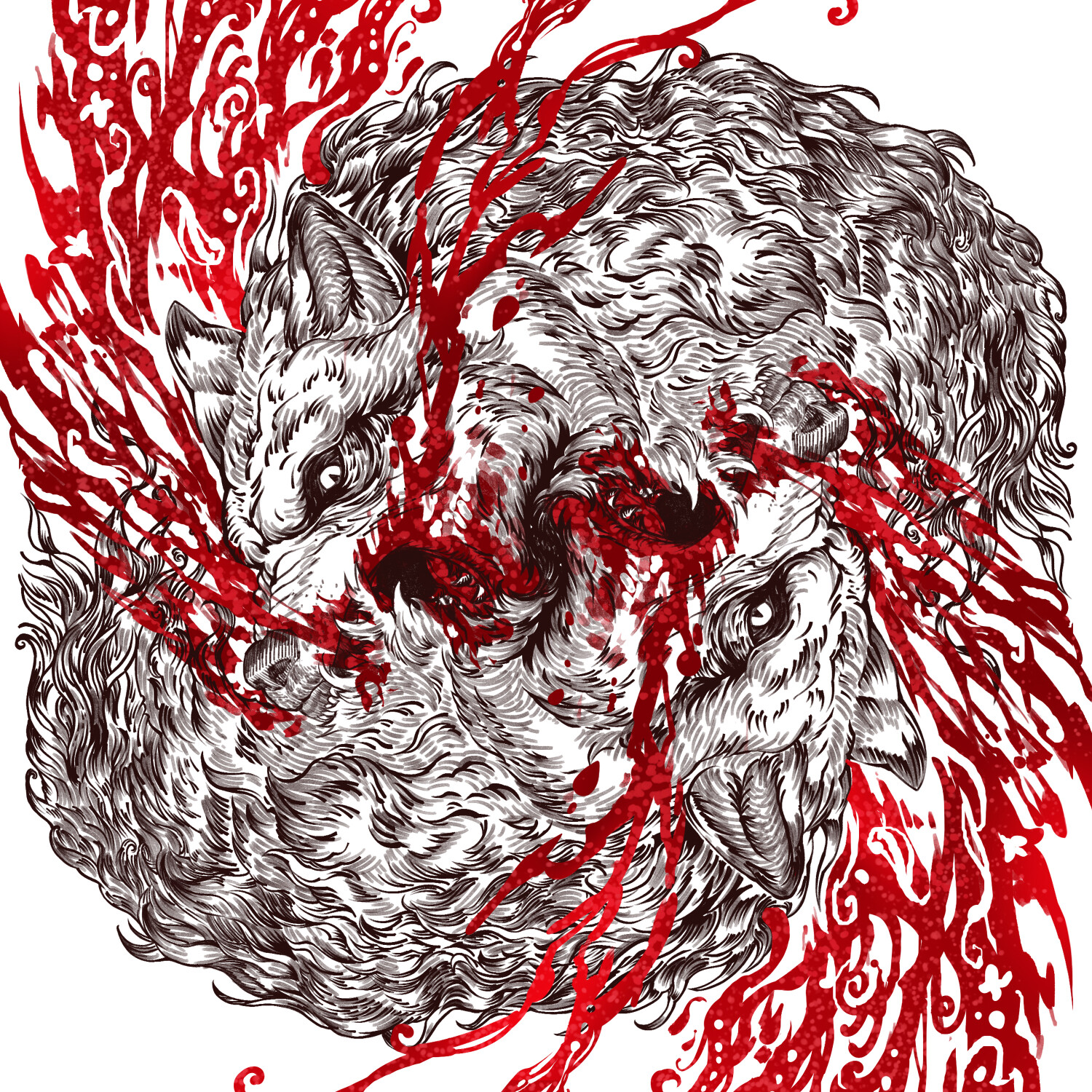 My work in animal line art AKA WILDLINE. 
The Wolves from my collection "ART OF SURVIVAL"