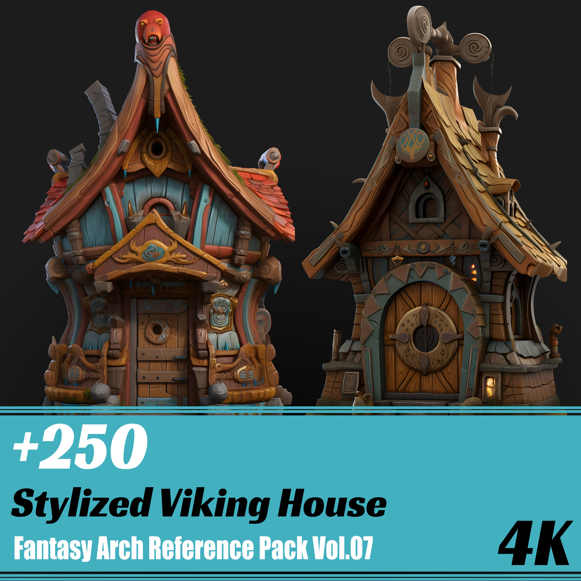 ArtStation +230 Stylized Viking House 4K House Reference Pack Vol.07