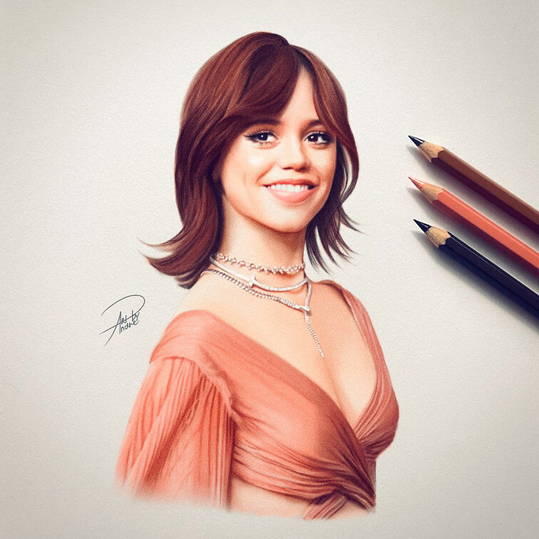 ArtStation - My colored pencil drawing of Jenna Ortega! Instagram ...