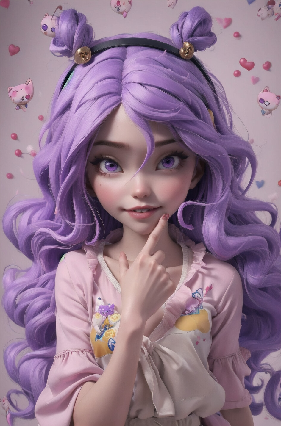 Artstation Purple Haired Kawaii Girl