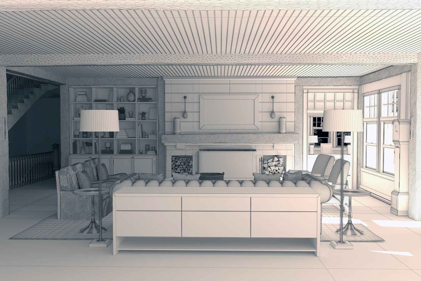 Lake House: Living Room Wireframe 1