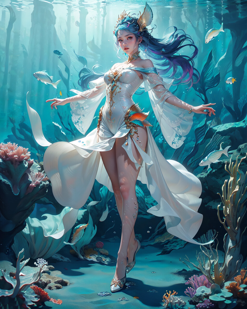 prompthunt: anime key visual of a beautiful young female goddess!! in white  silk clothing covered in vibrant green vines, intricate, magical forest,  stunning, highly detailed, digital painting, artstation, smooth, hard  focus, illustration,