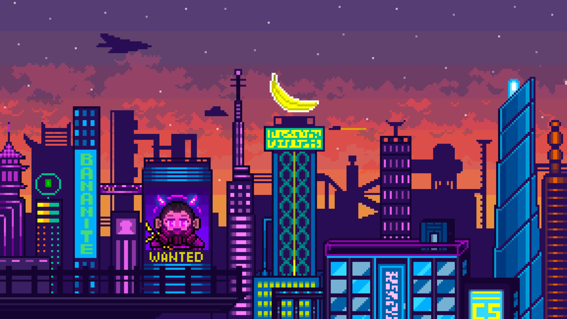 ArtStation - Sci-fi City Skyline - Pixel Art animation