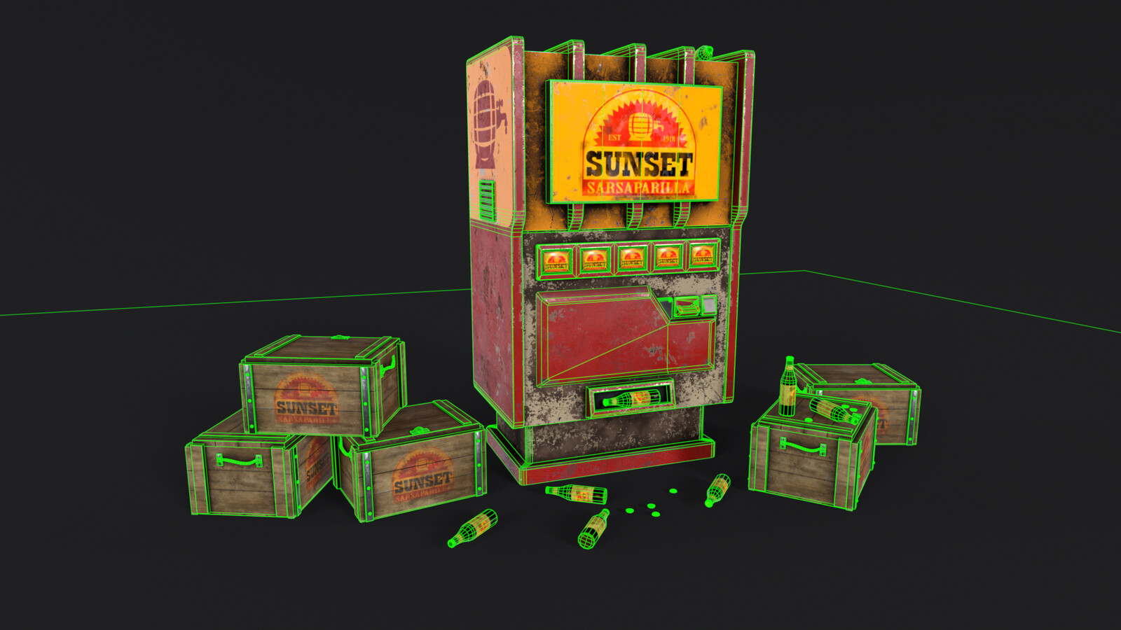 Sunset Sarsaparilla Diorama Wireframe