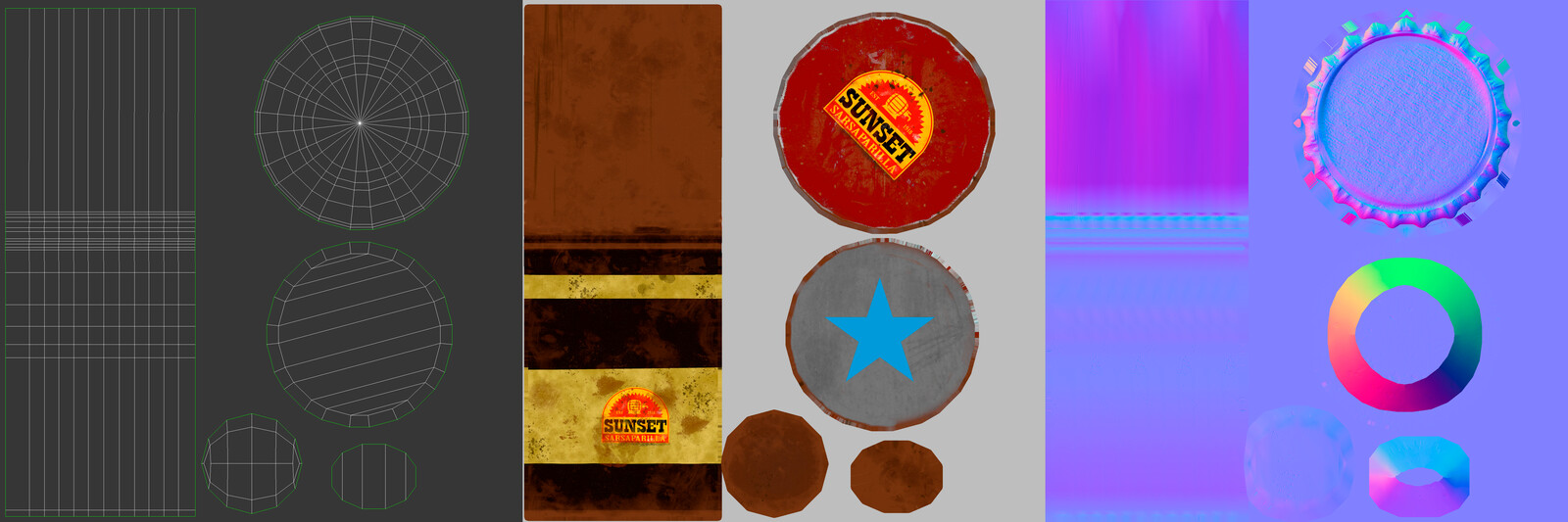 Bottle Texture Set: UVs, Base Color, Normal