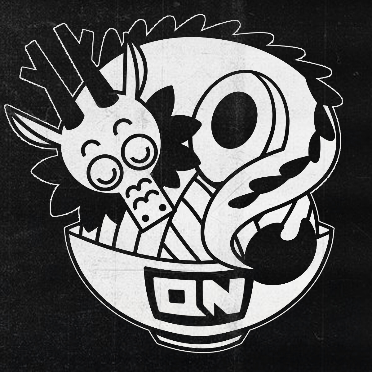 Qwik Noodl logo, black and white