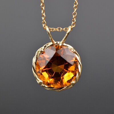 Madeira Citrine 14K Gold pendant fine jewellery commission