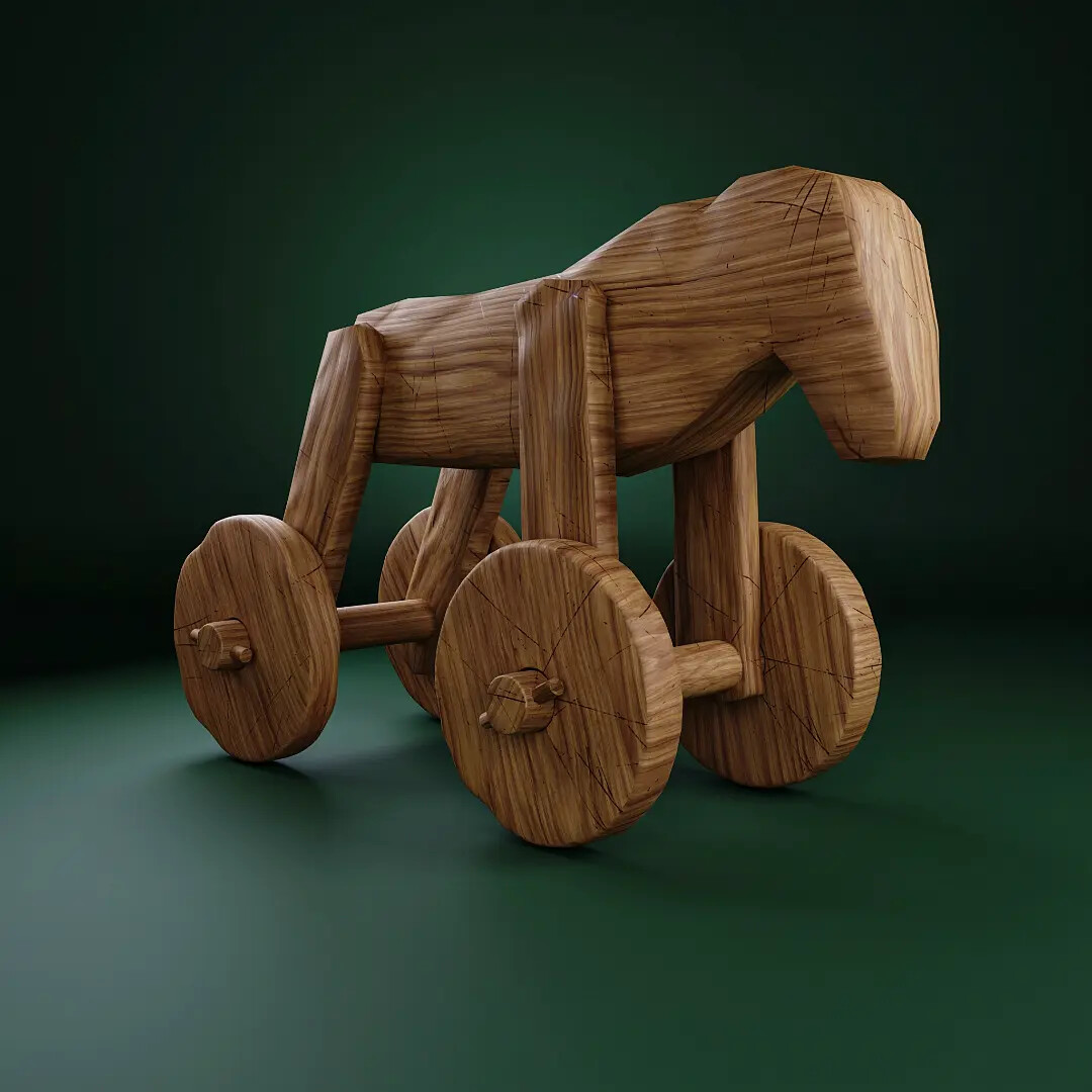 Vintage wooden horse on wheels deals
