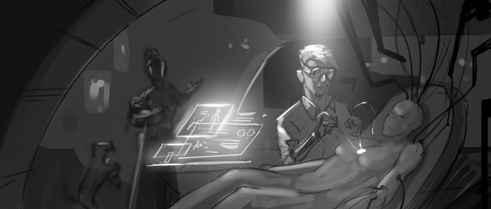 Early sketch for frame 01