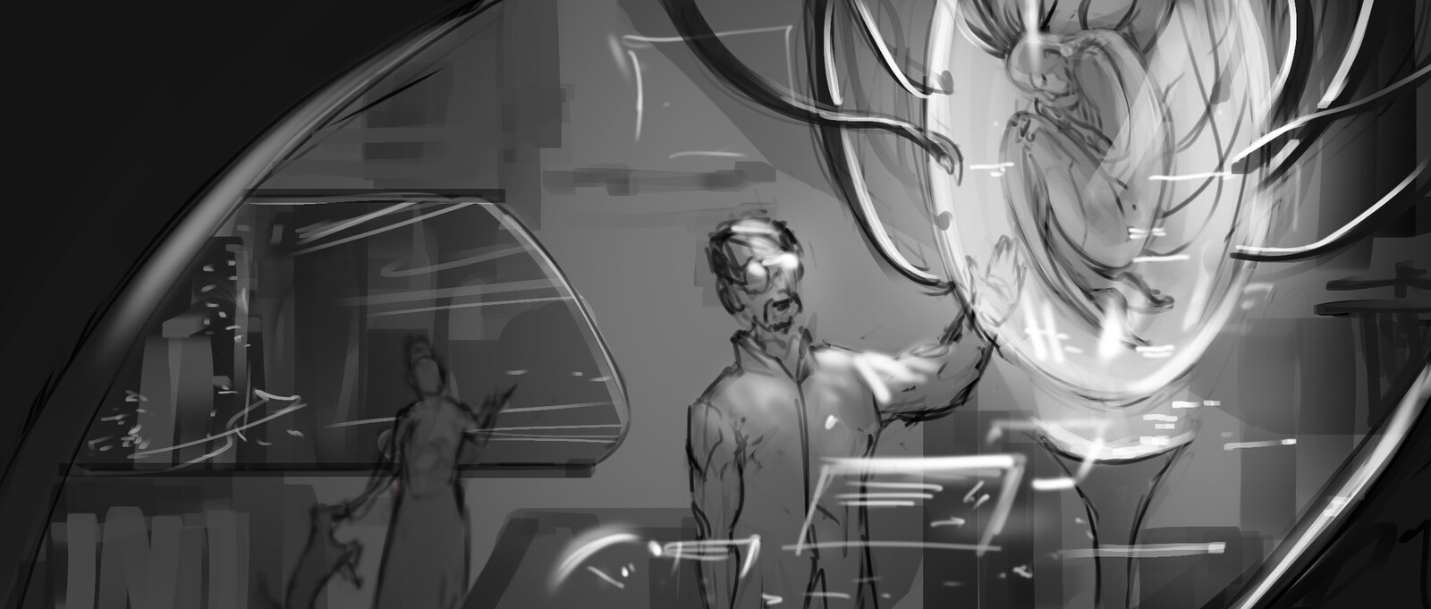 Early sketch for frame 01