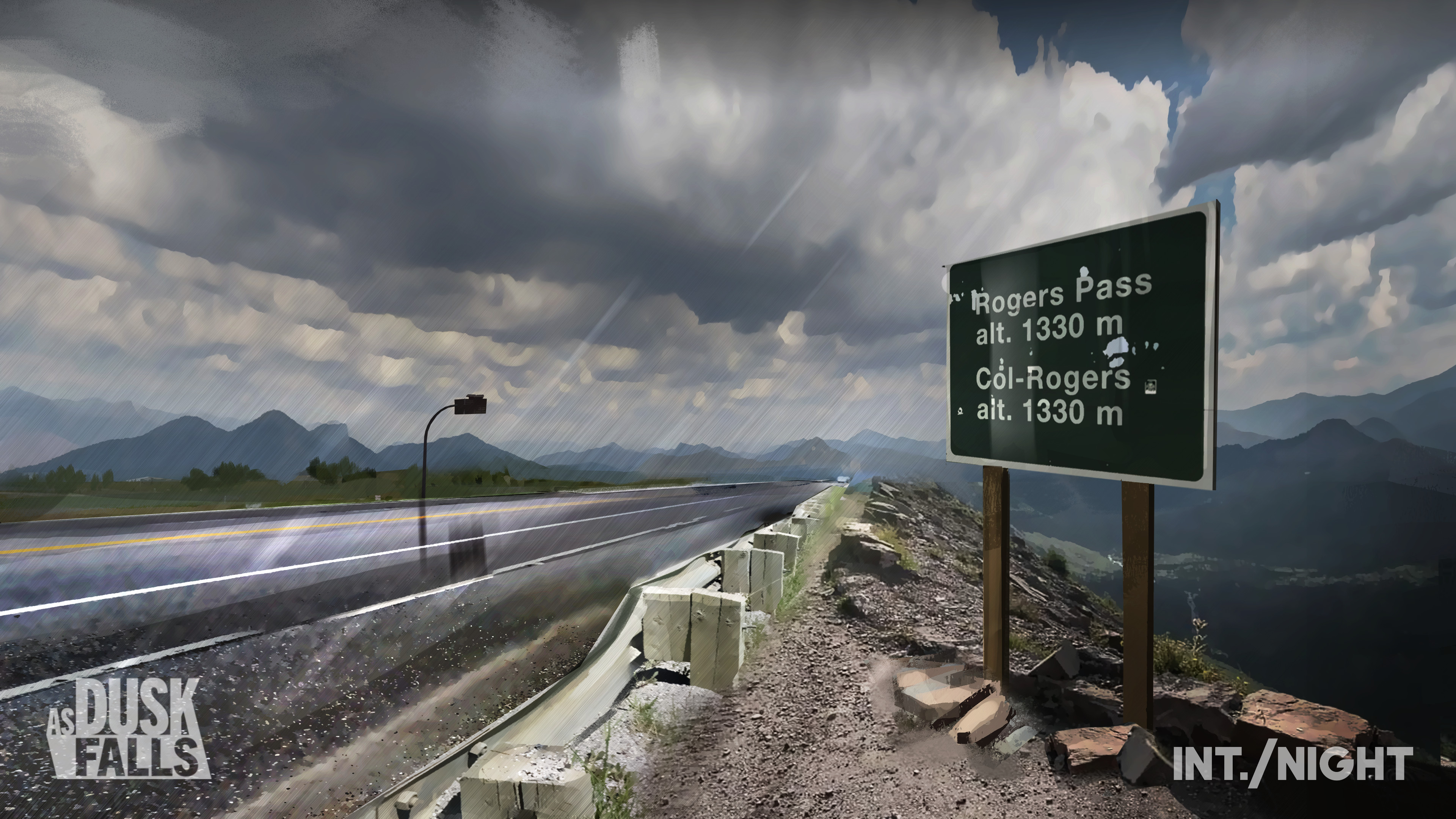 The above images show explorations of Canadian forest and roads leading to the Canadian Nature Reserve, where the two protagonists escape to in Book 2.