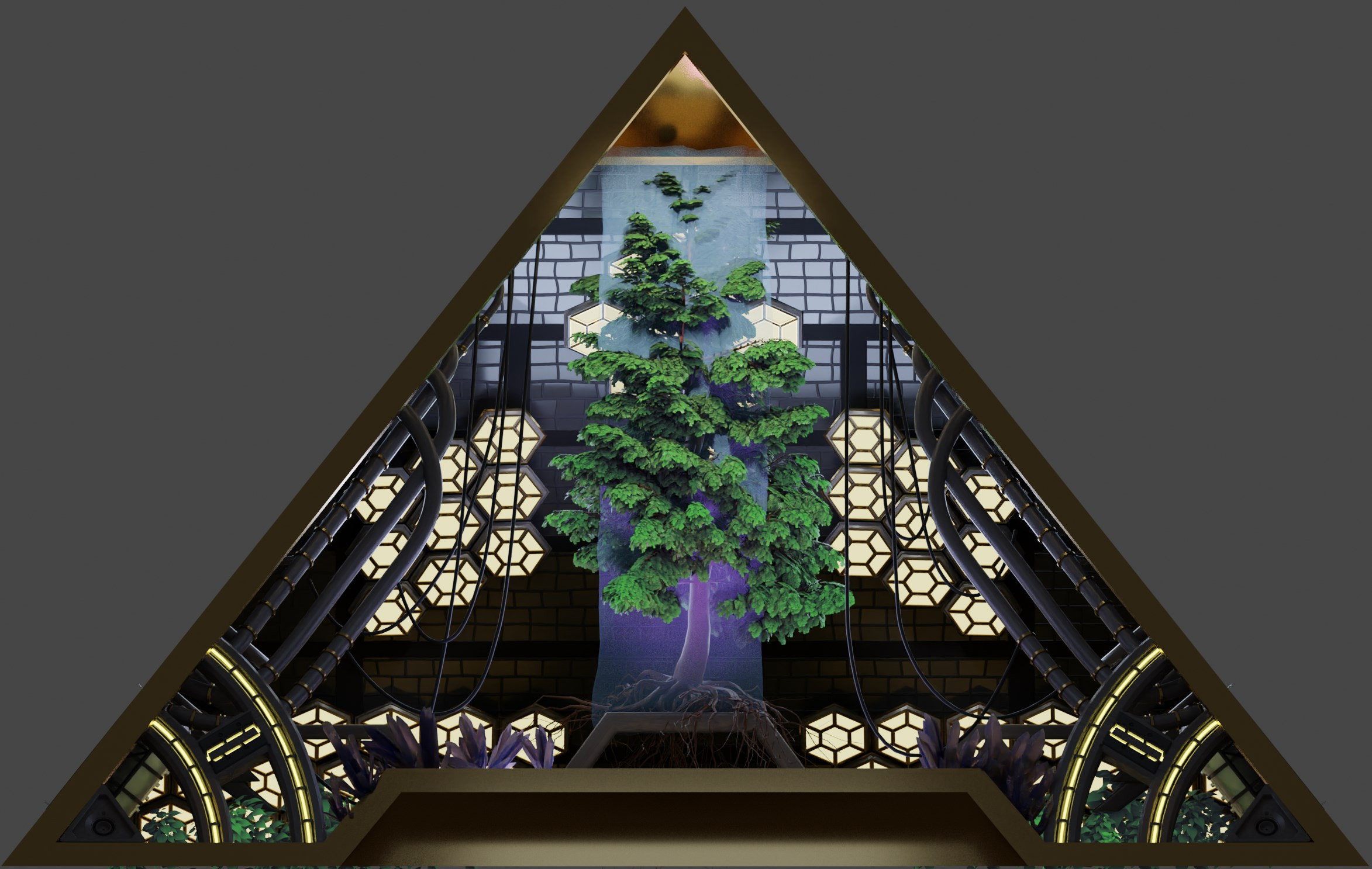 Blender render of one of the hand modeled environments.