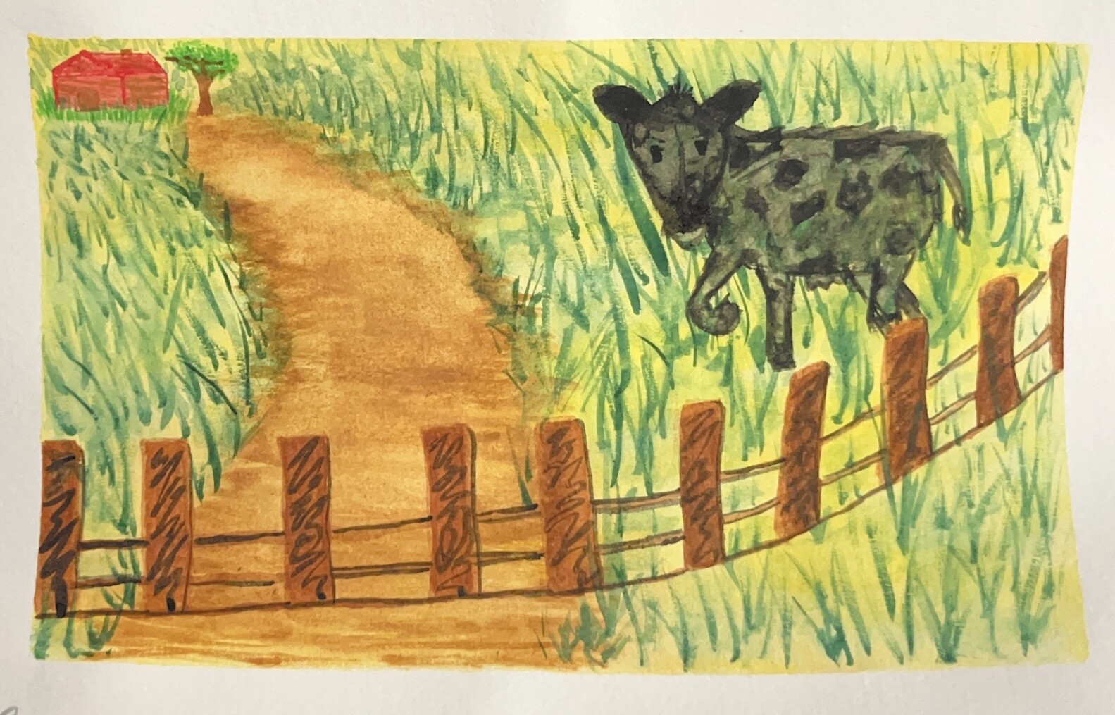 ArtStation Watercolor Big Black Cow In The Green Field artstation-watercolor-big-black-cow-in-the-green-field