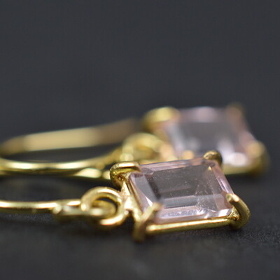Morganite 18k Gold Earrings Handmade
