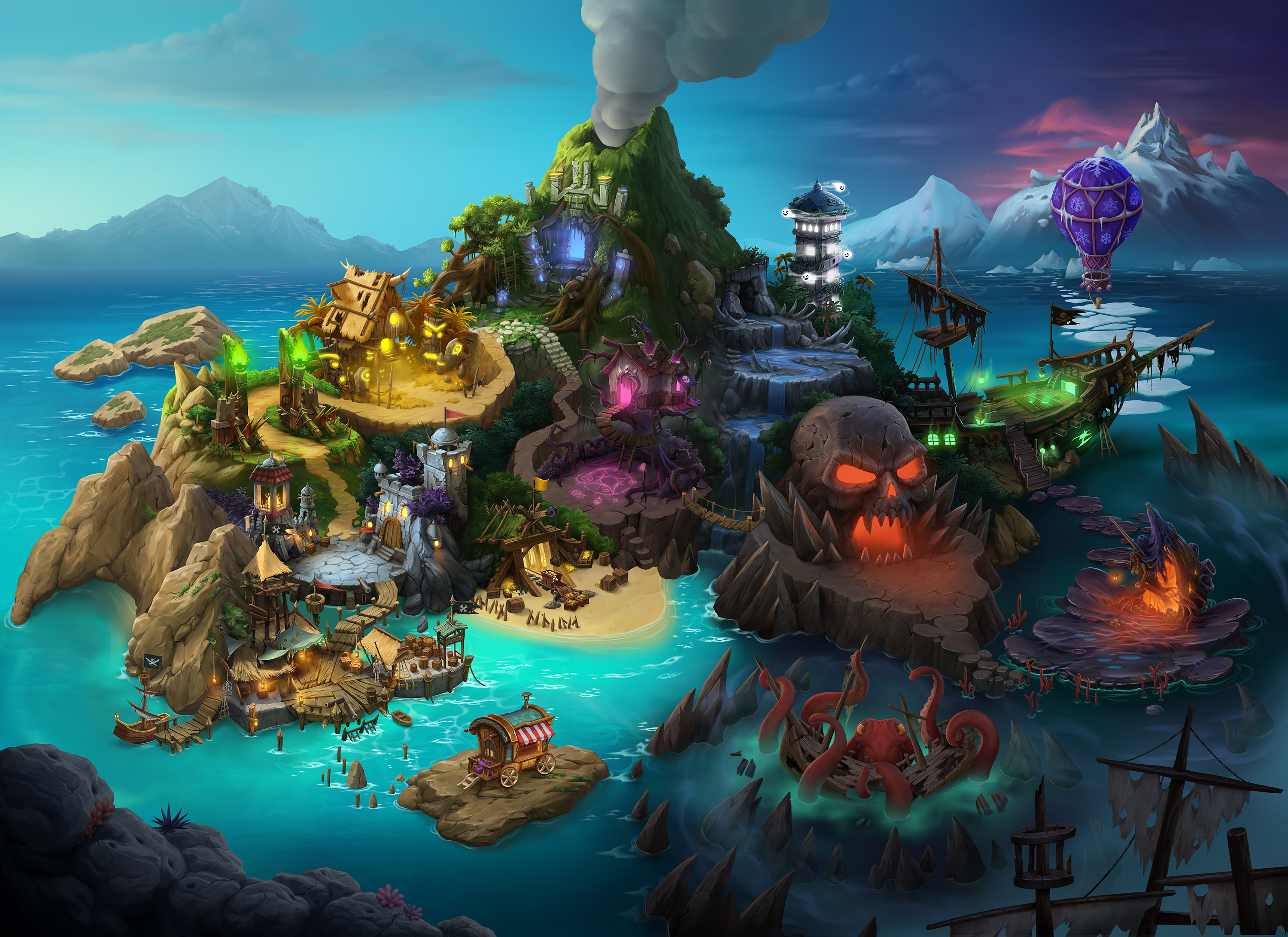 A pirate-themed jungle map.