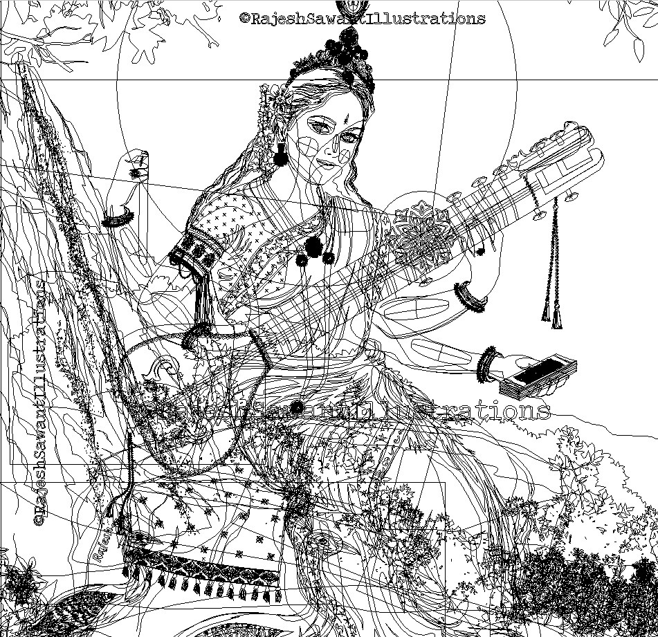 how to draw maa saraswati face with pencil sketch,drawing devi saraswati &  with bina, in 2024 | Pencil sketch drawing, Drawing sketches, Drawings