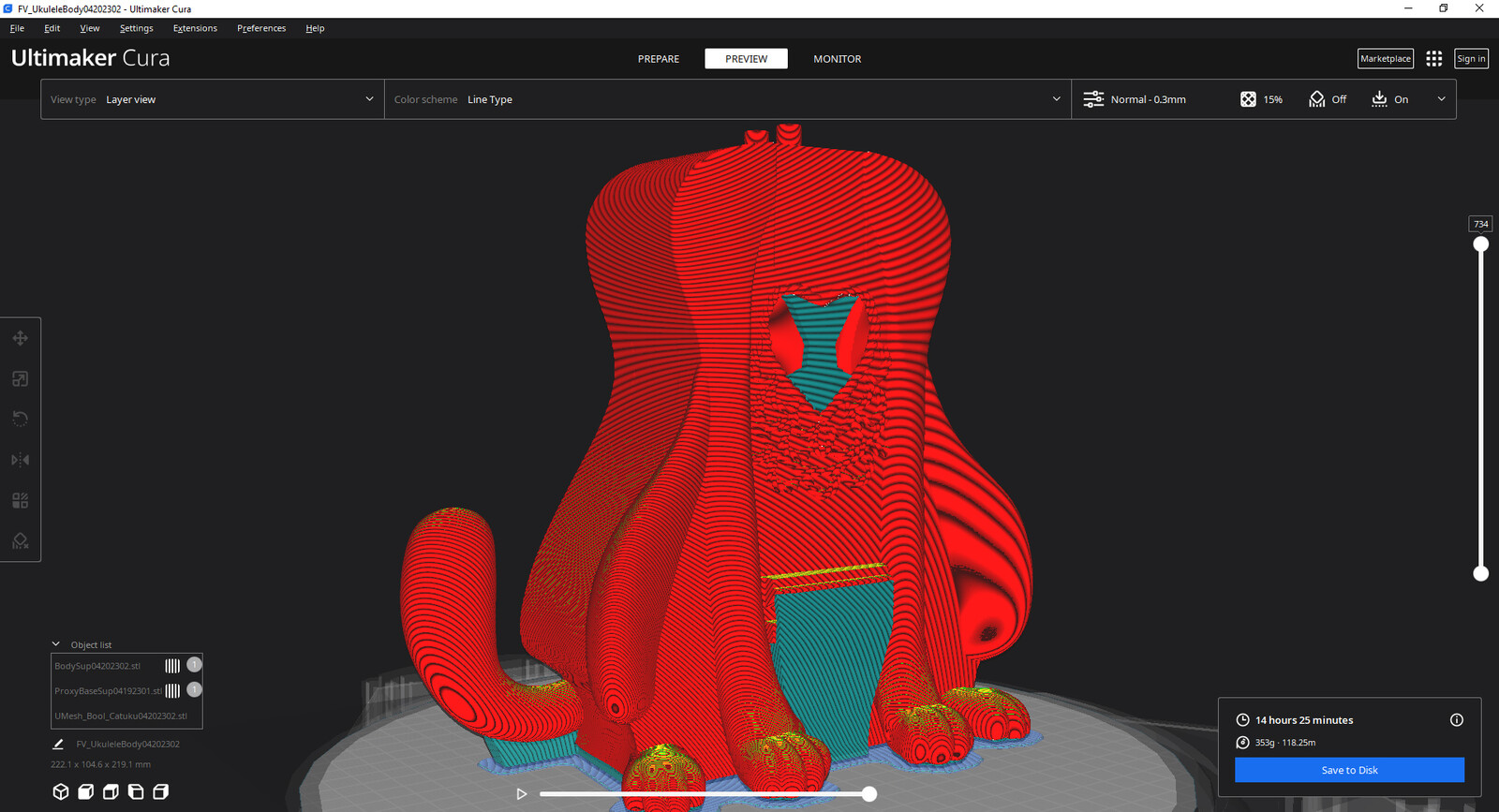 Cura, body slice.