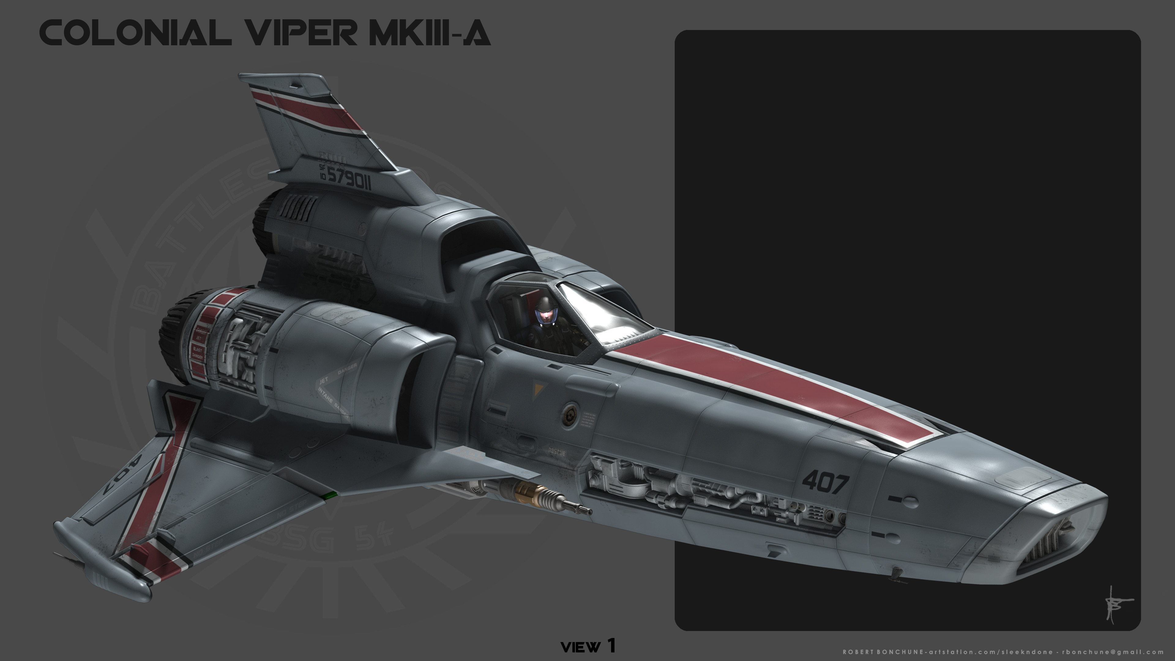 Robert Bonchune - BSG - Colonial Viper MkIII-A - Plan and Angled views