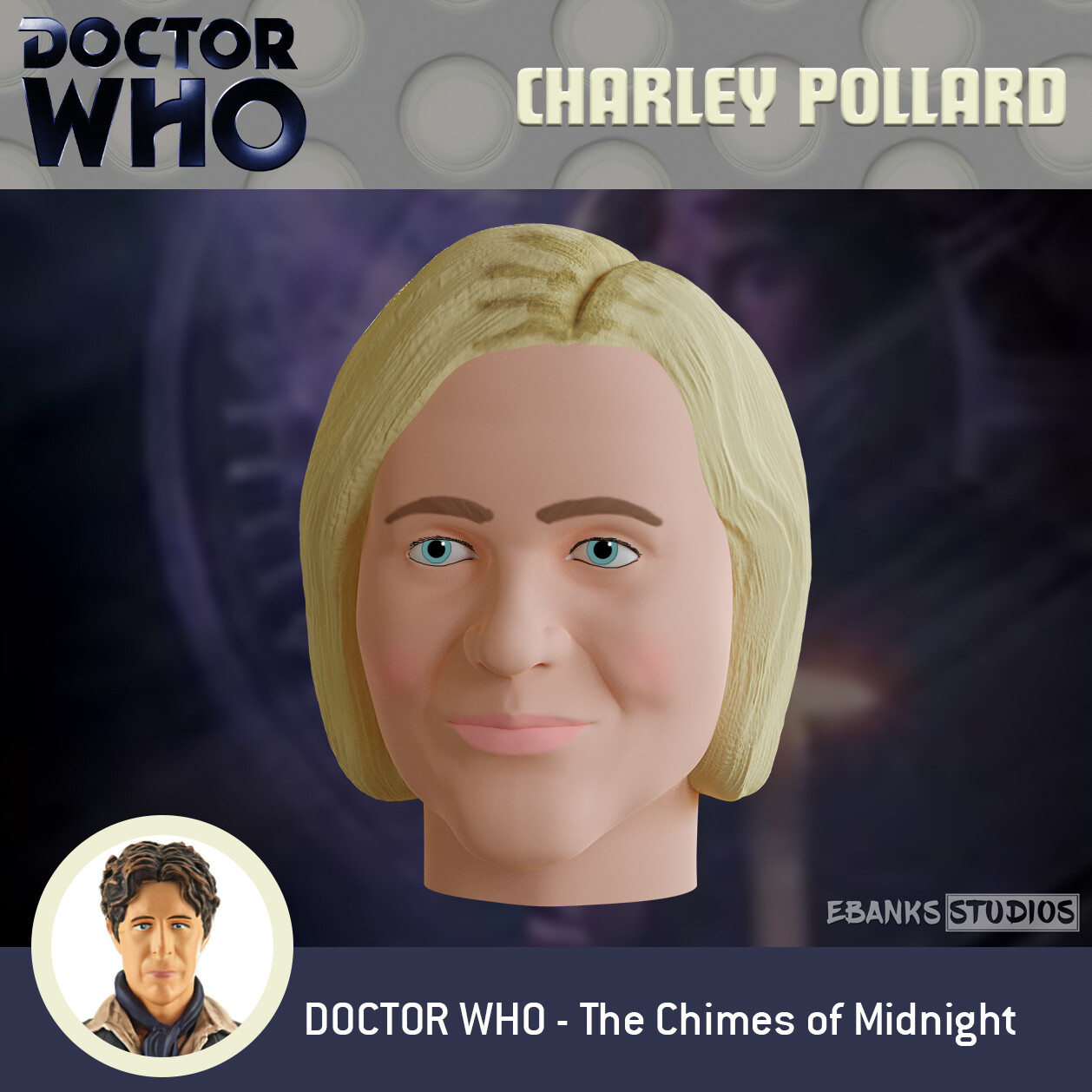 ArtStation Charley Pollard (Long Hair) Custom Doctor Who Figure Head