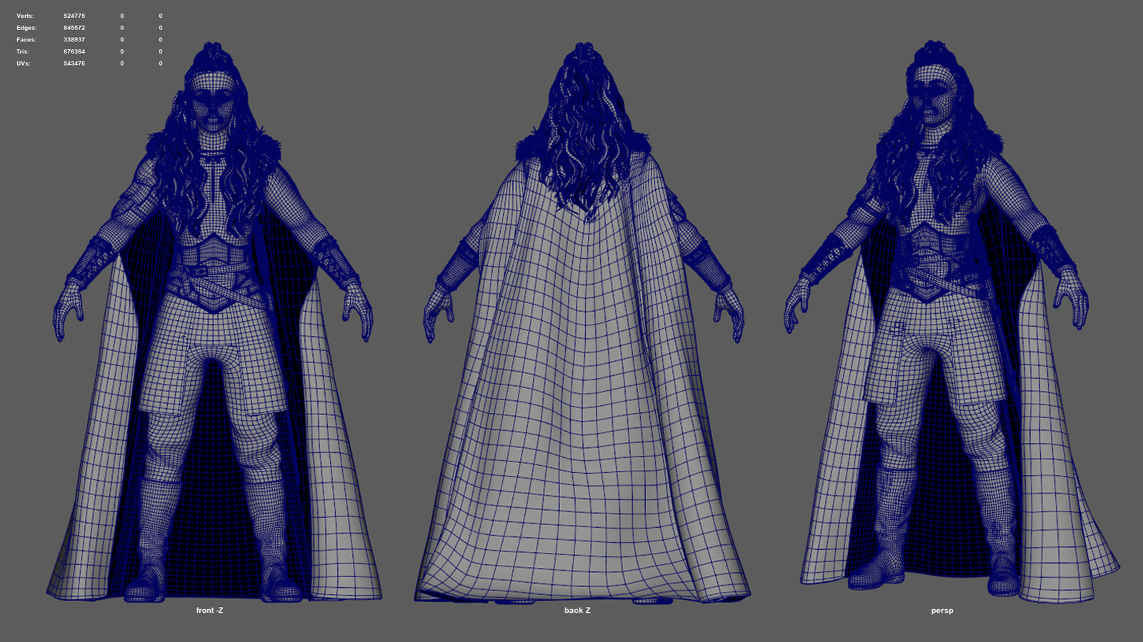 Lagertha with fur and Weapon polycount of 677K Tris