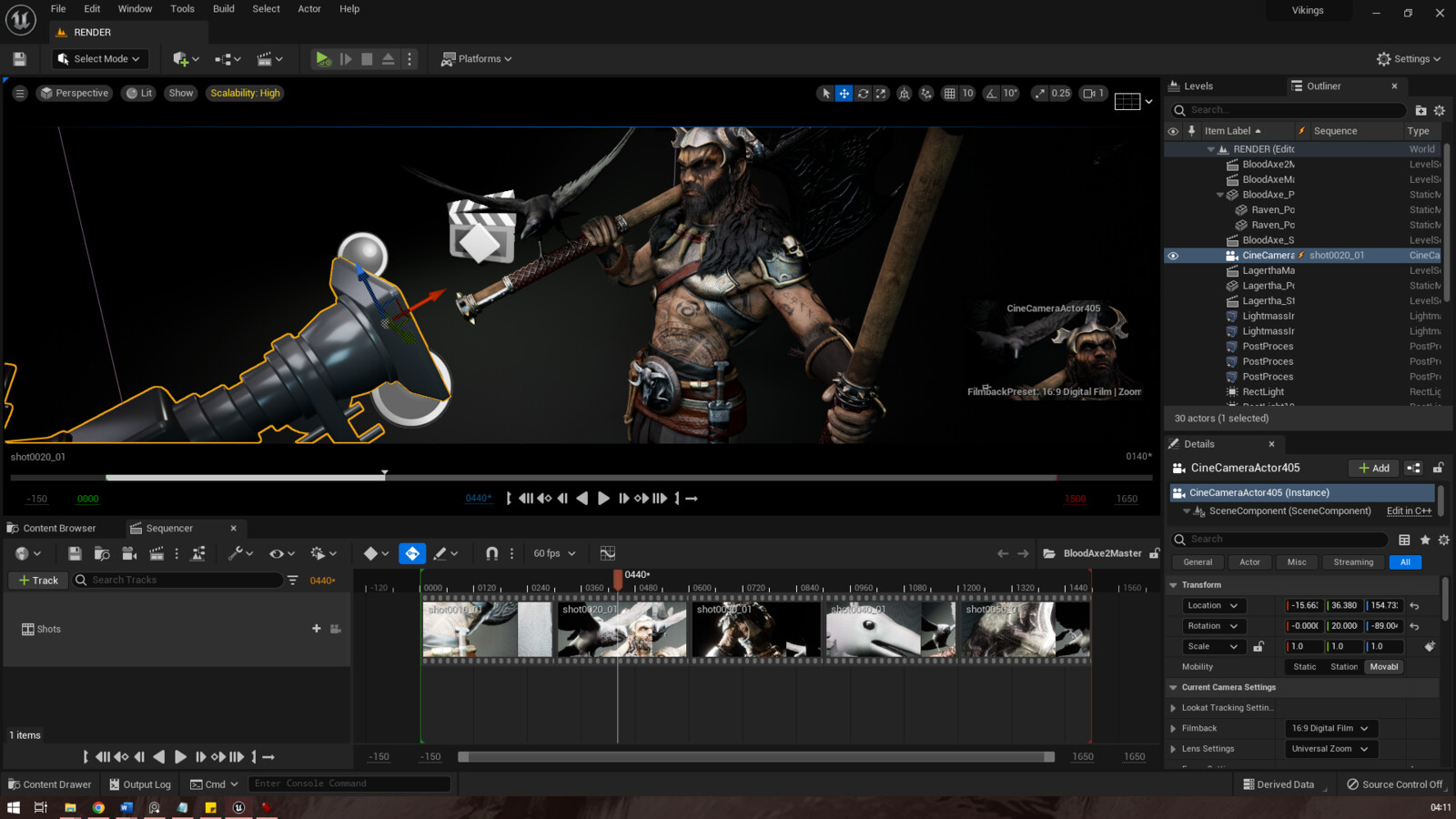 Cinematic camera setup