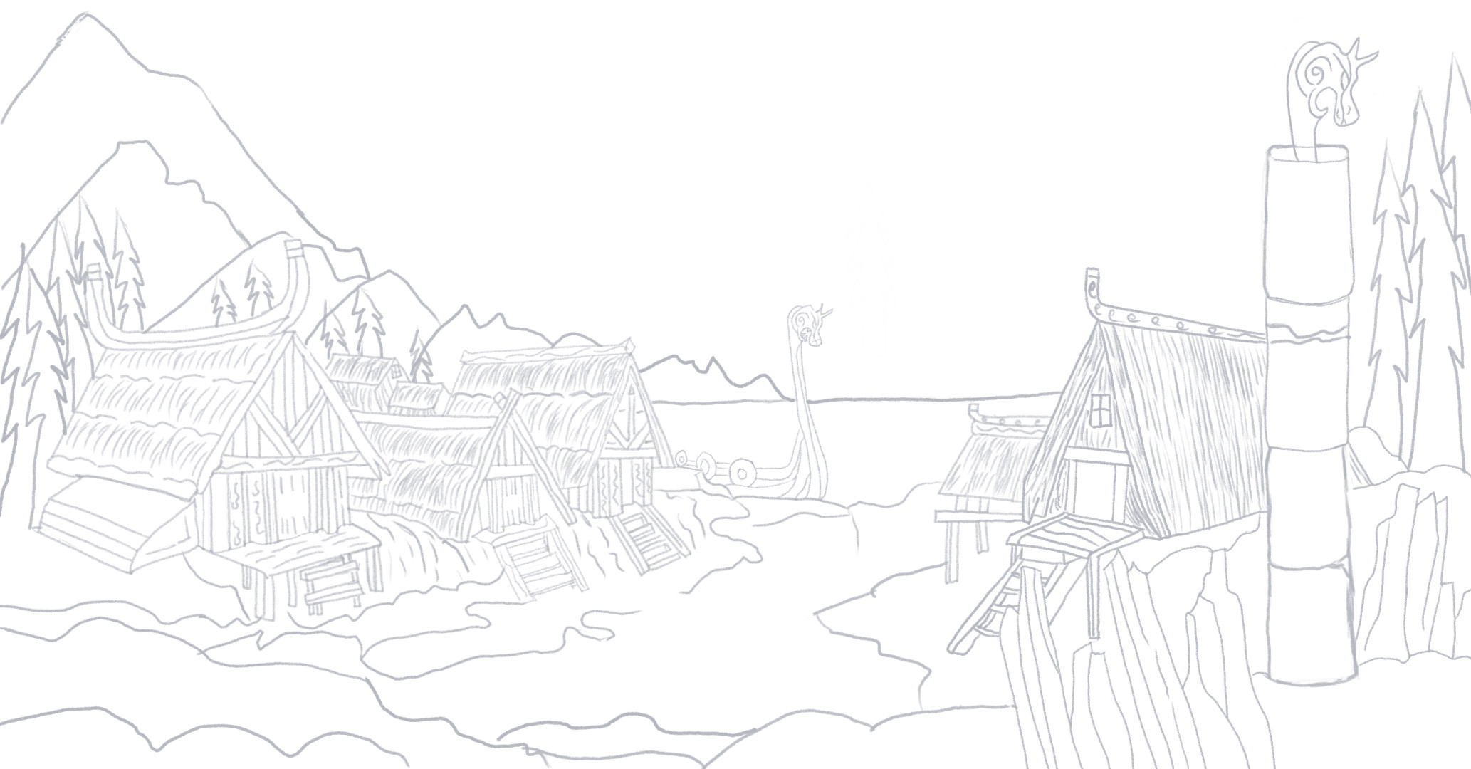 Viking Village drawing