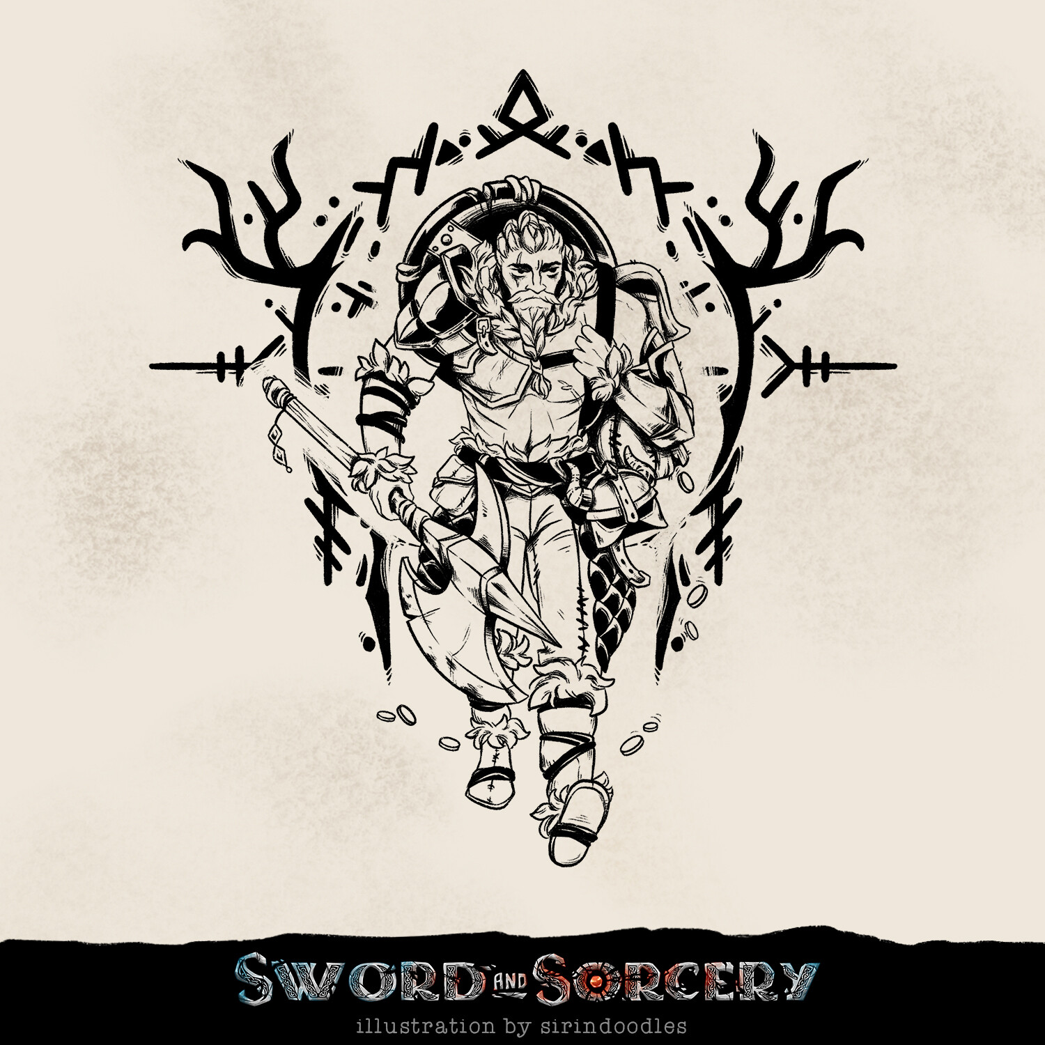 Sirin Doodles - Barbarian - Sword and Sorcery fantasy game illustration ...