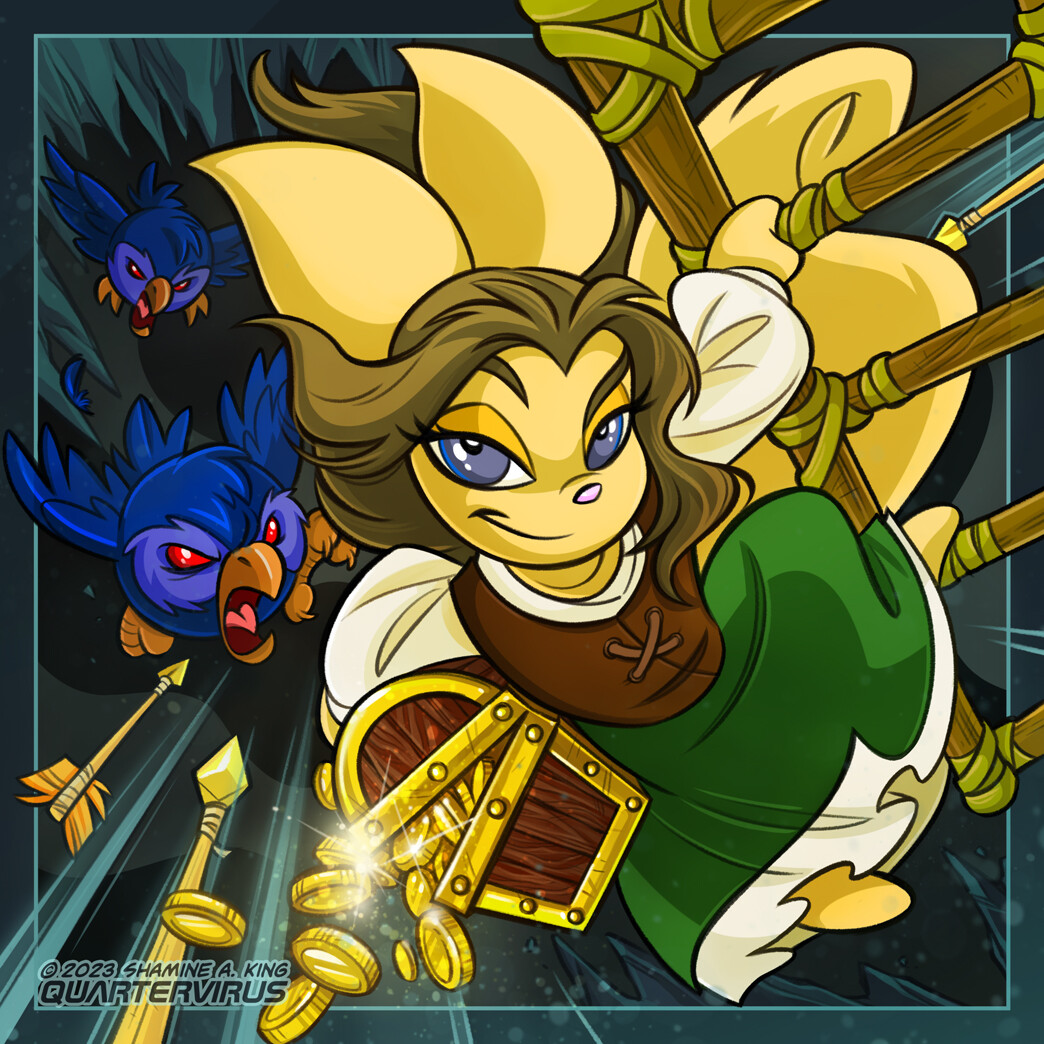 Paying homage to my MOST favourite game out of all the fun Neopet games that make up the collage of my childhood. Considering there are well over 50 of those, that comes as high praise!

https://neopets.com/art/gallery.phtml?place=3386