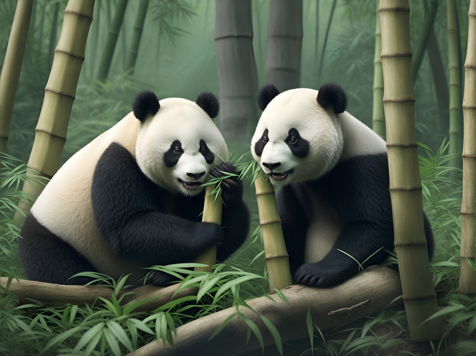 Artstation pandas and bamboo