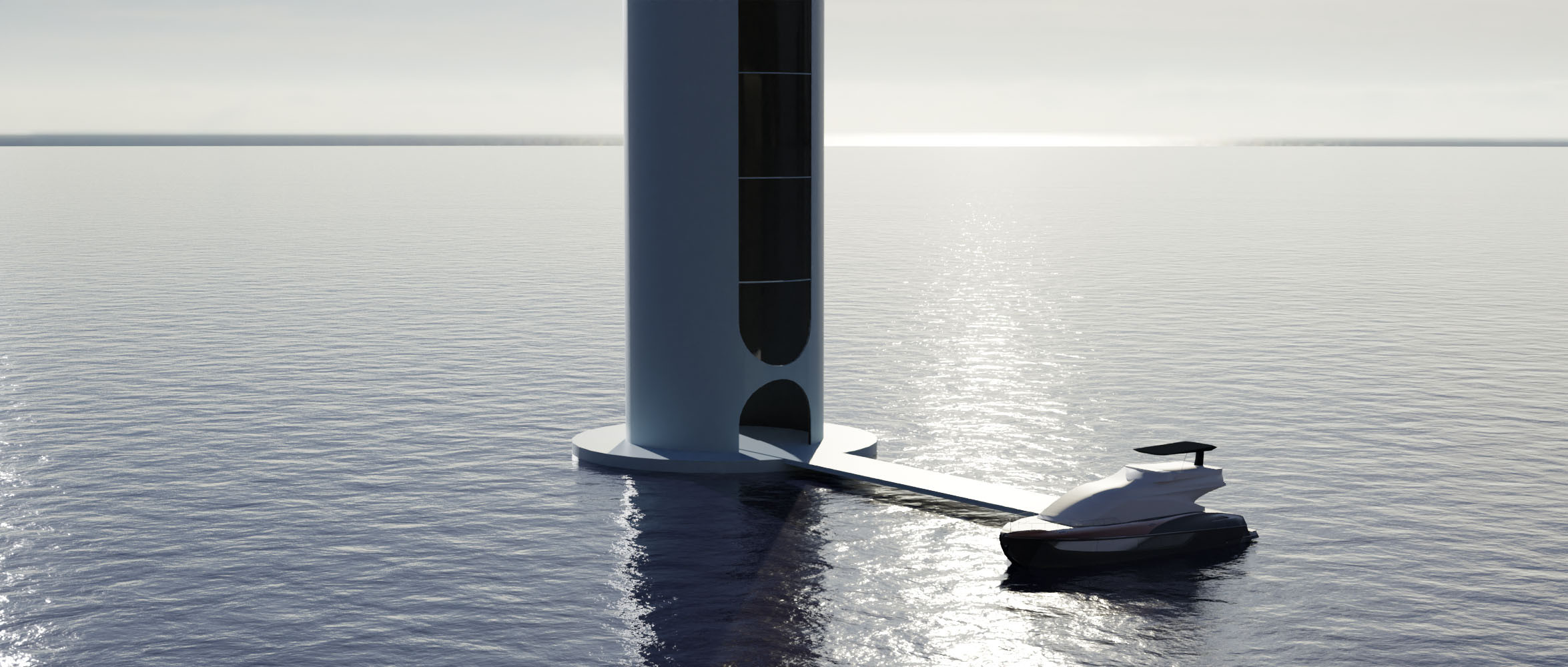 Sea level elevator exit to pier