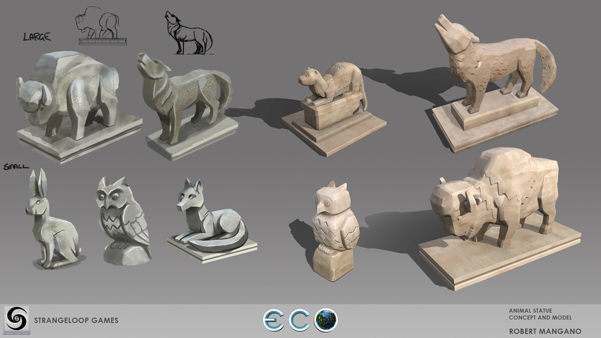 Animal statues concepts and models
