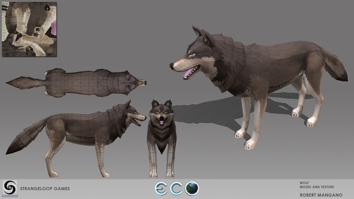Wolf model, texture and rigging