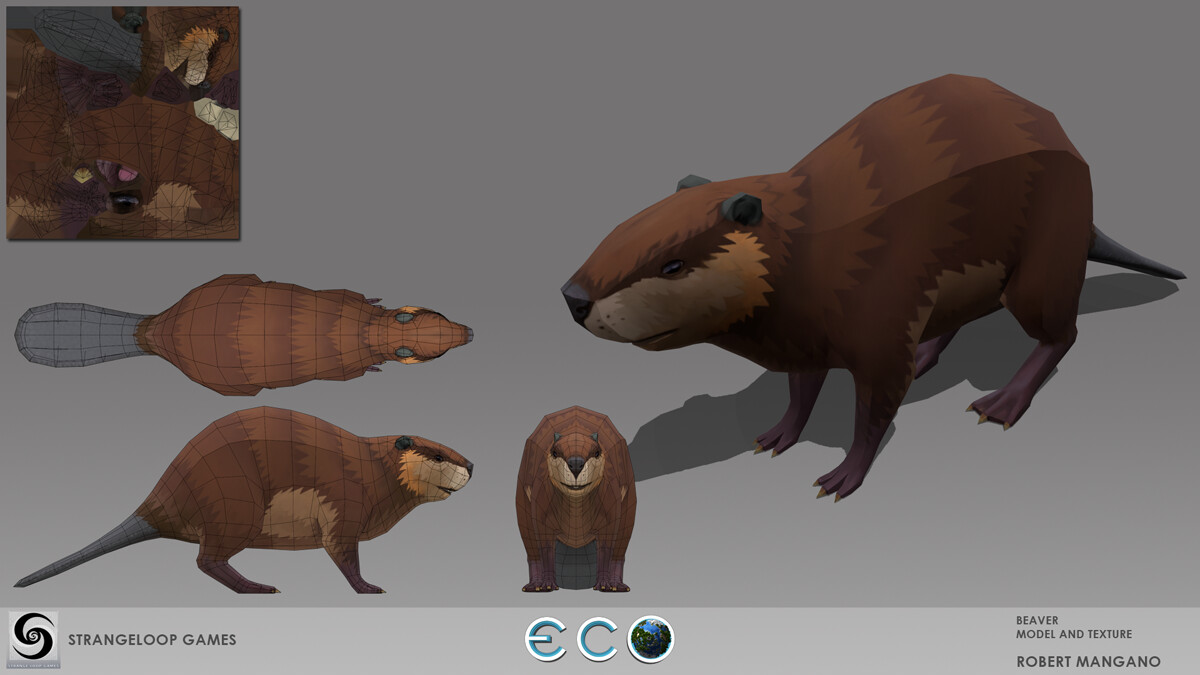 Beaver model, texture and rigging