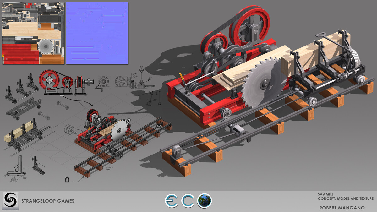 Sawmill concept, model, texture and rigging.