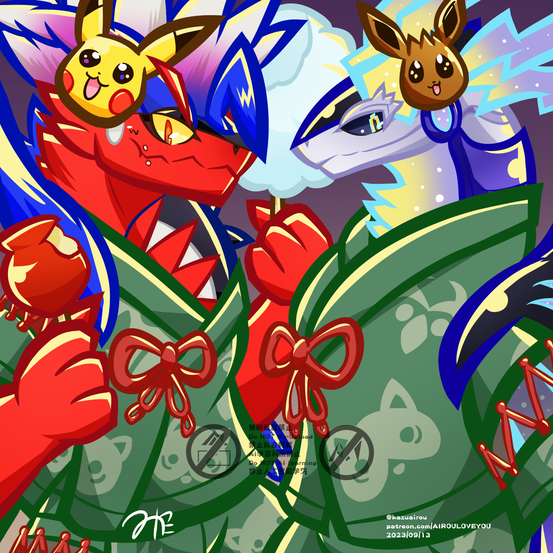 koraidon and miraidon (pokemon and 1 more) drawn by minato_niku_(