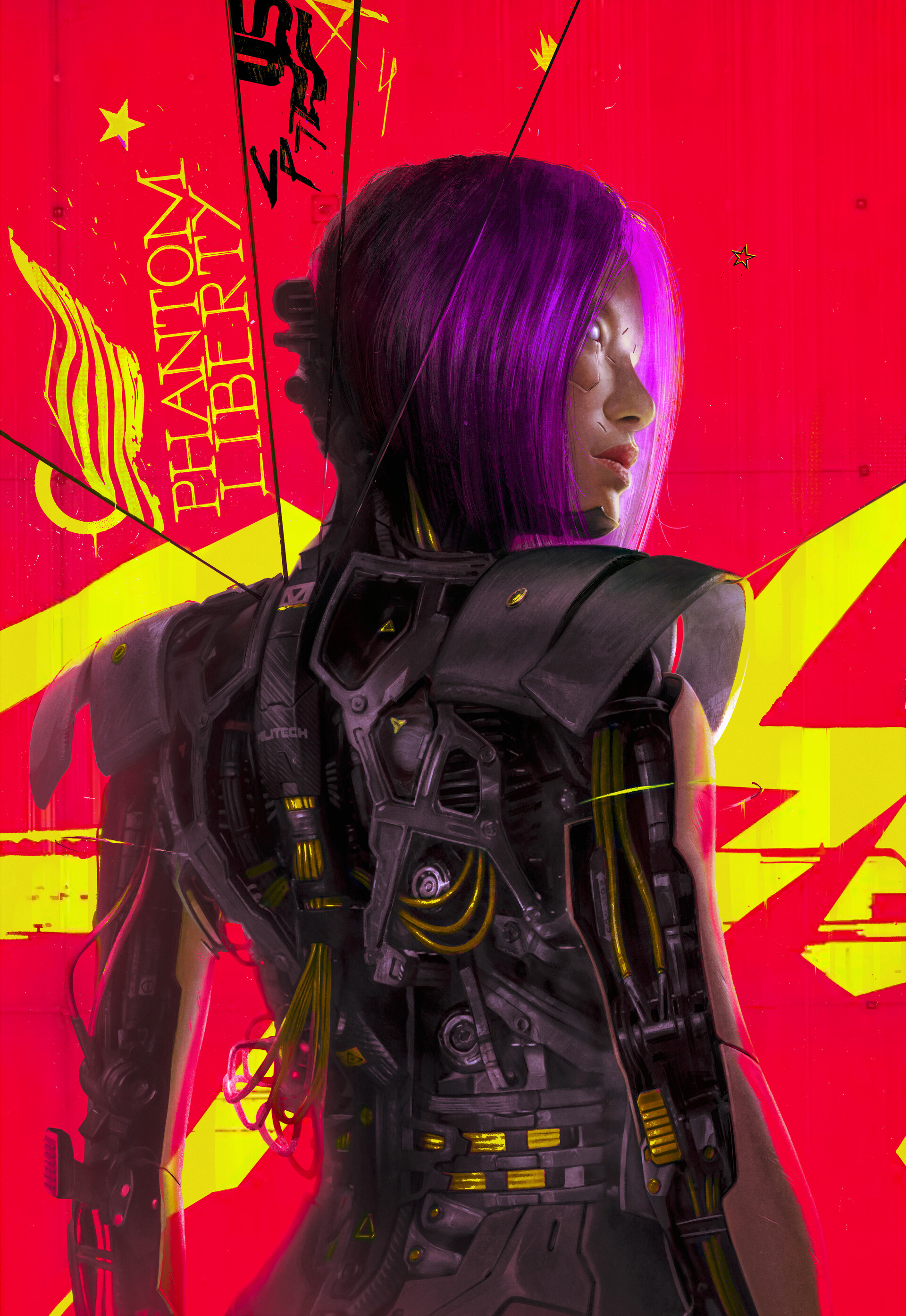 Artstation cyberpunk 2077 phantom liberty songbird poster red