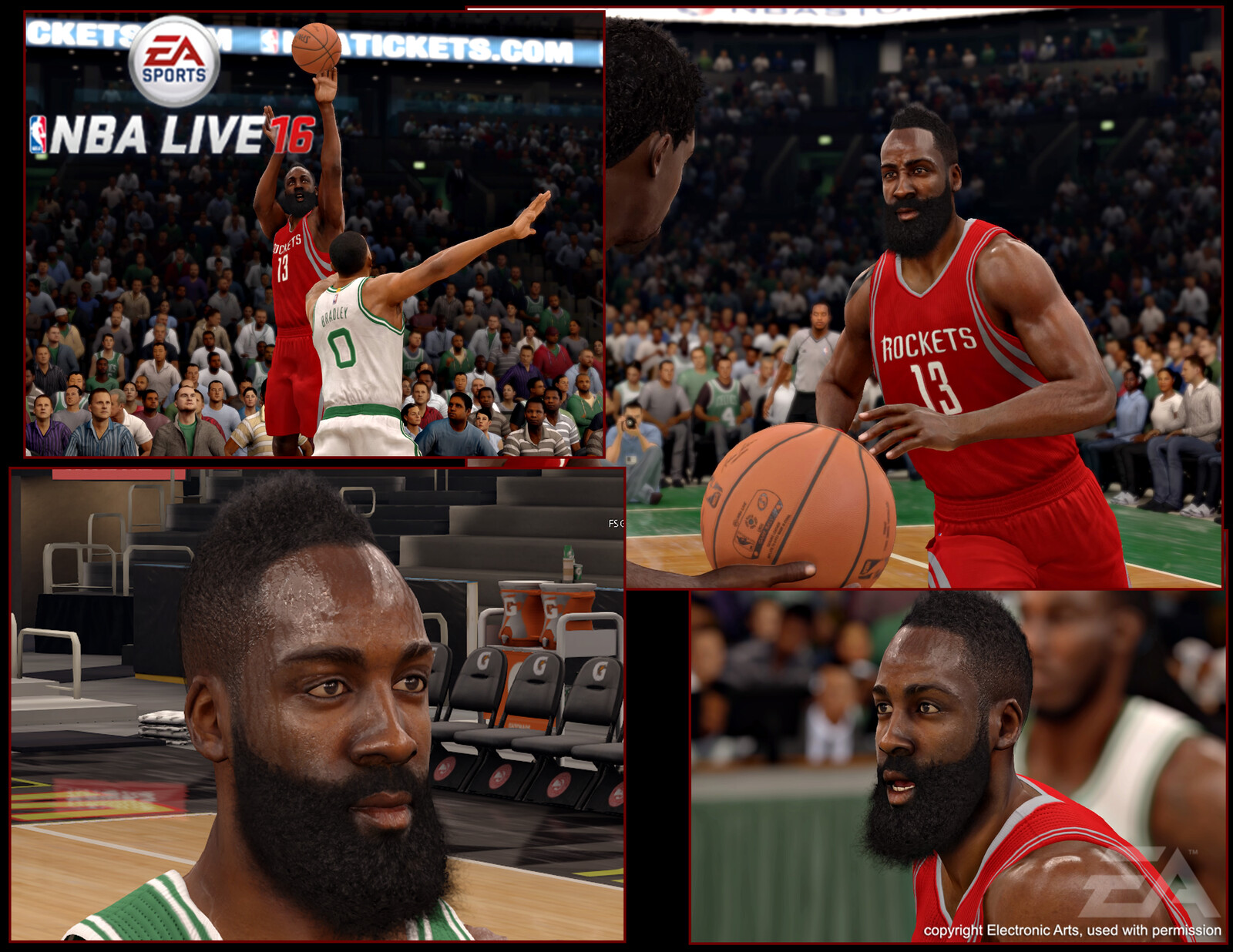 James Harden's head I worked on. After the vendor fitted the 3D scan, I did some minor clean up on the high resolution model, created the skin textures and hair, and implemented the head in the game