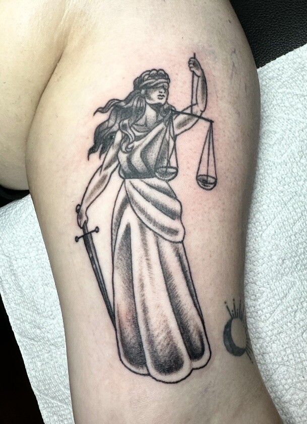 ArtStation - Lady Liberty tattoo on upper arm