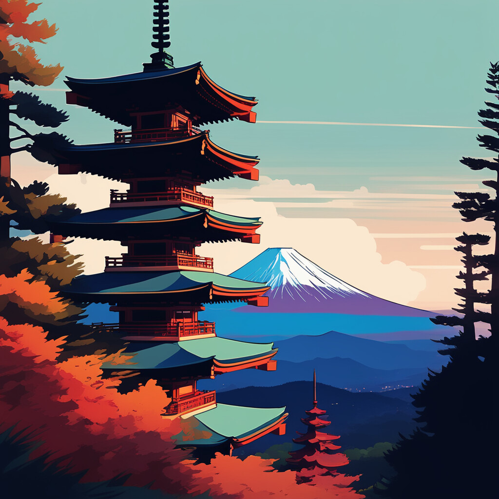 ArtStation - Fuji's Silent Guardian: A Night at the Pagoda