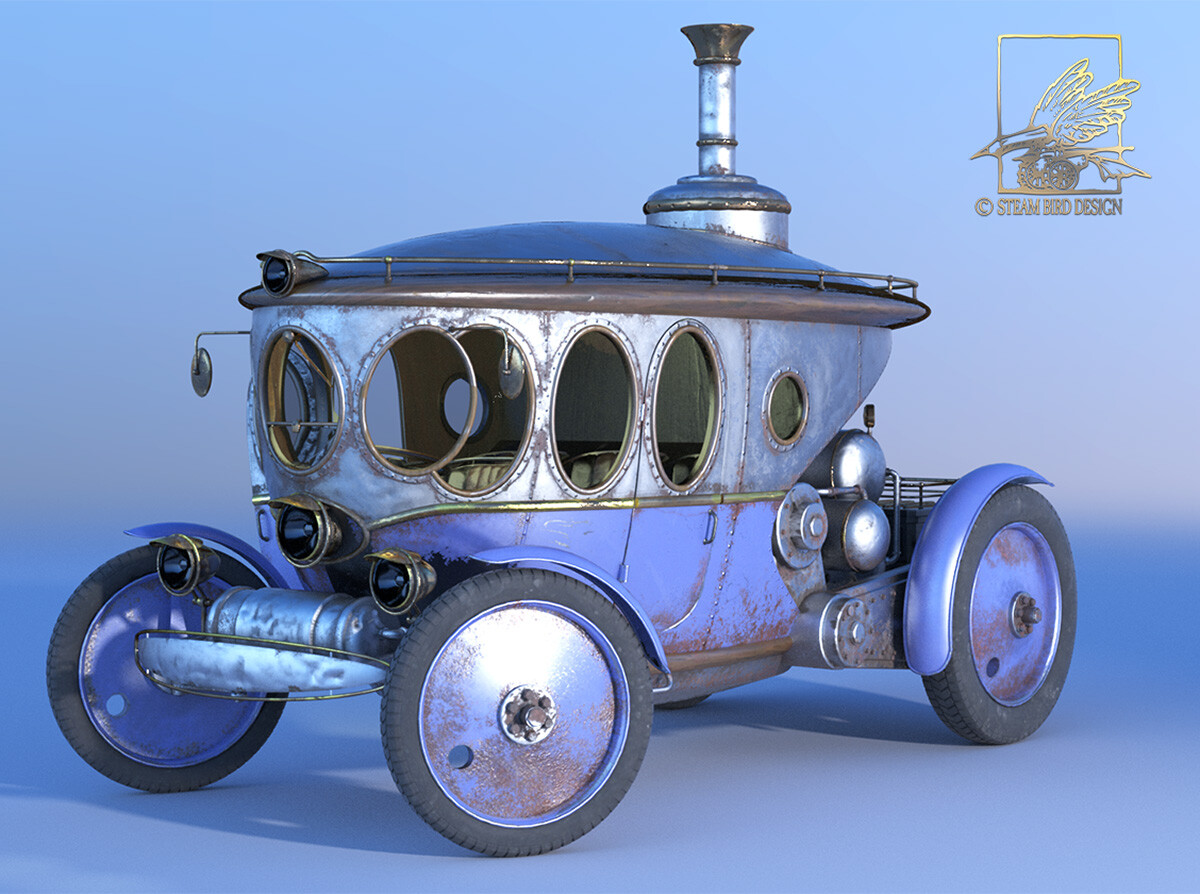 Steampunk Automobile 3D Model