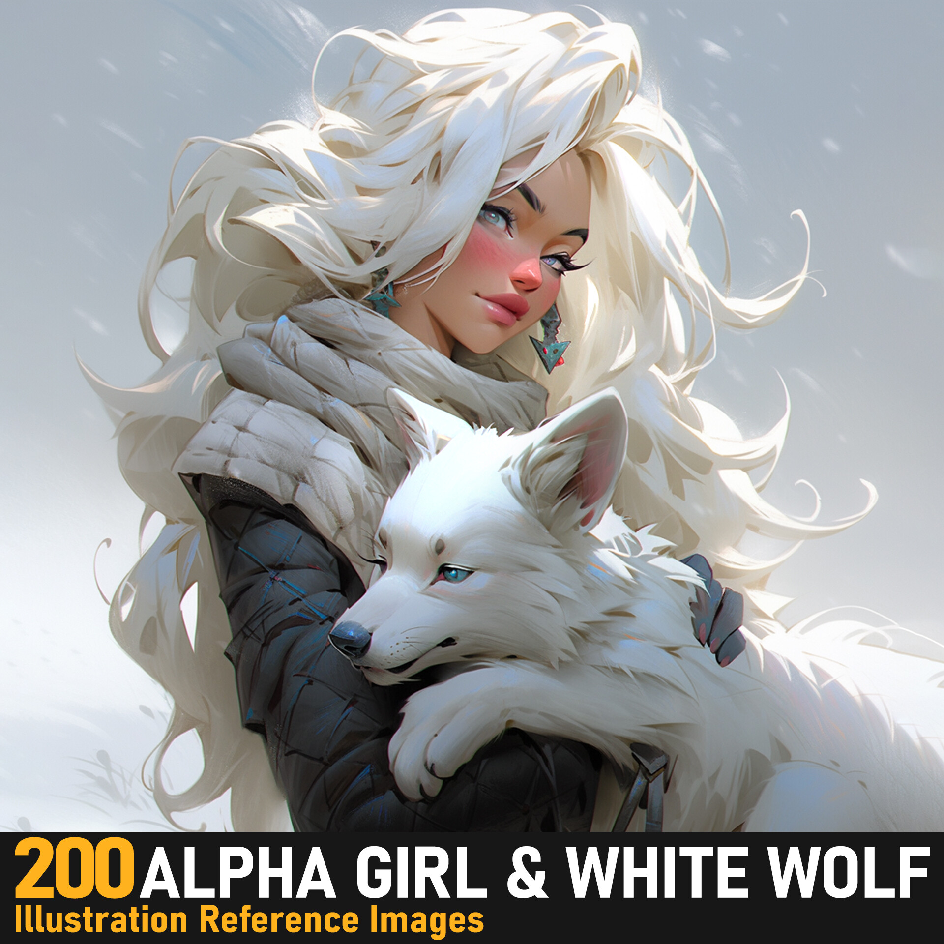 3d White Wolf in the Arctic Snow · Creative Fabrica