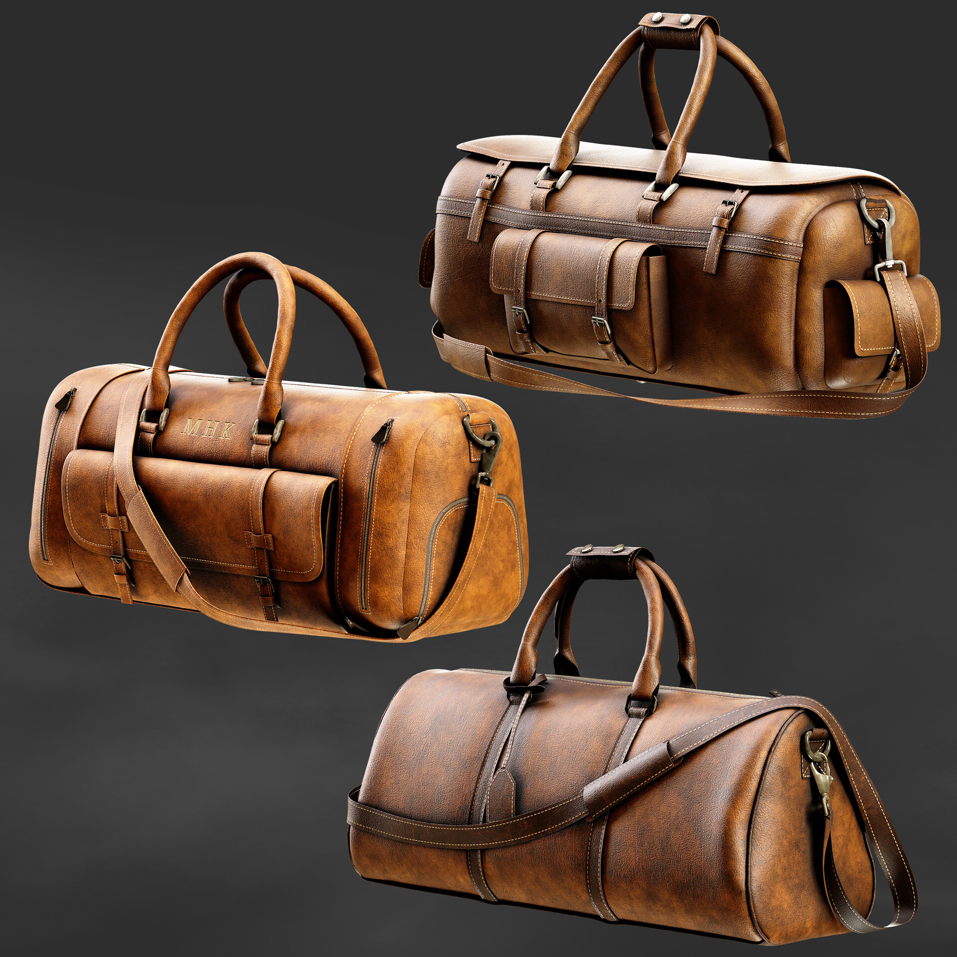 ArtStation - 3 Leather Duffle Bag / Marvelous Designer / 4k Textures ...
